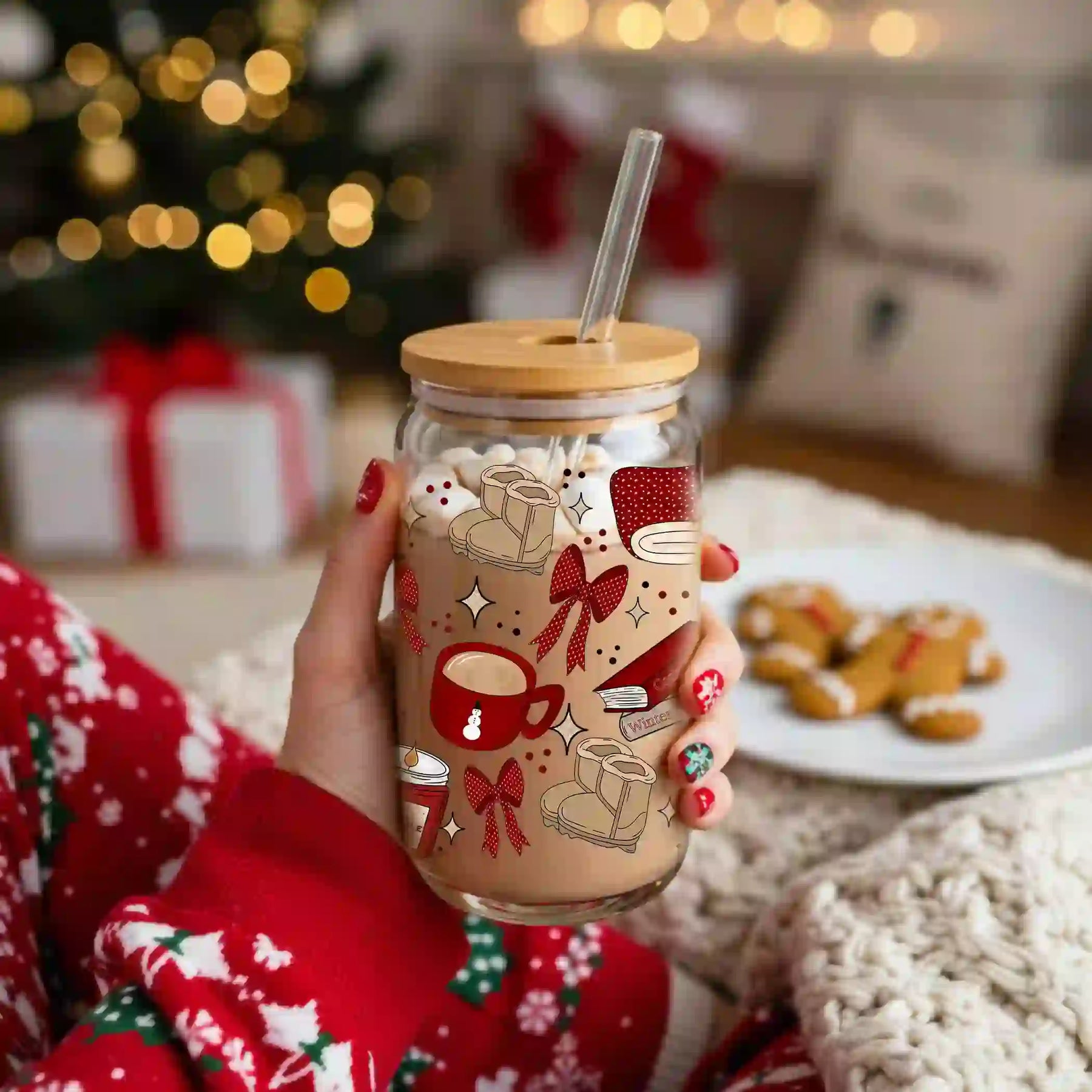 Glas mit Deckel - Kekse und Tee