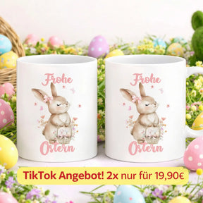 Tasse - Frohe Ostern mit Rosa Schrift