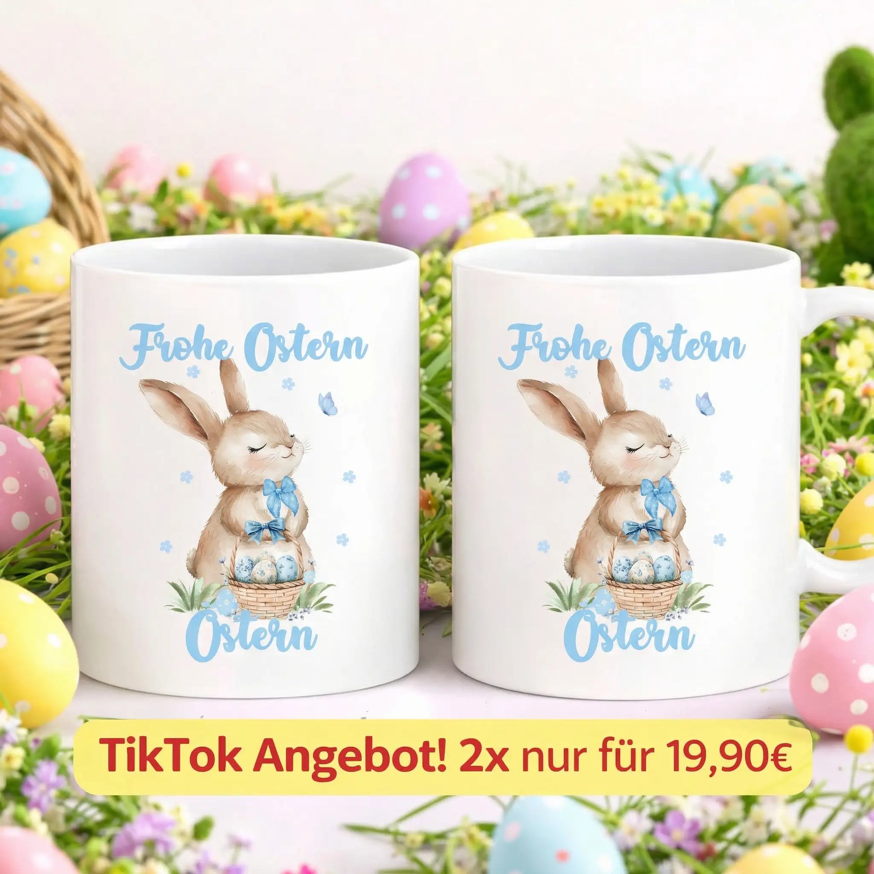 Tasse - Frohe Ostern mit Blauer Schrift