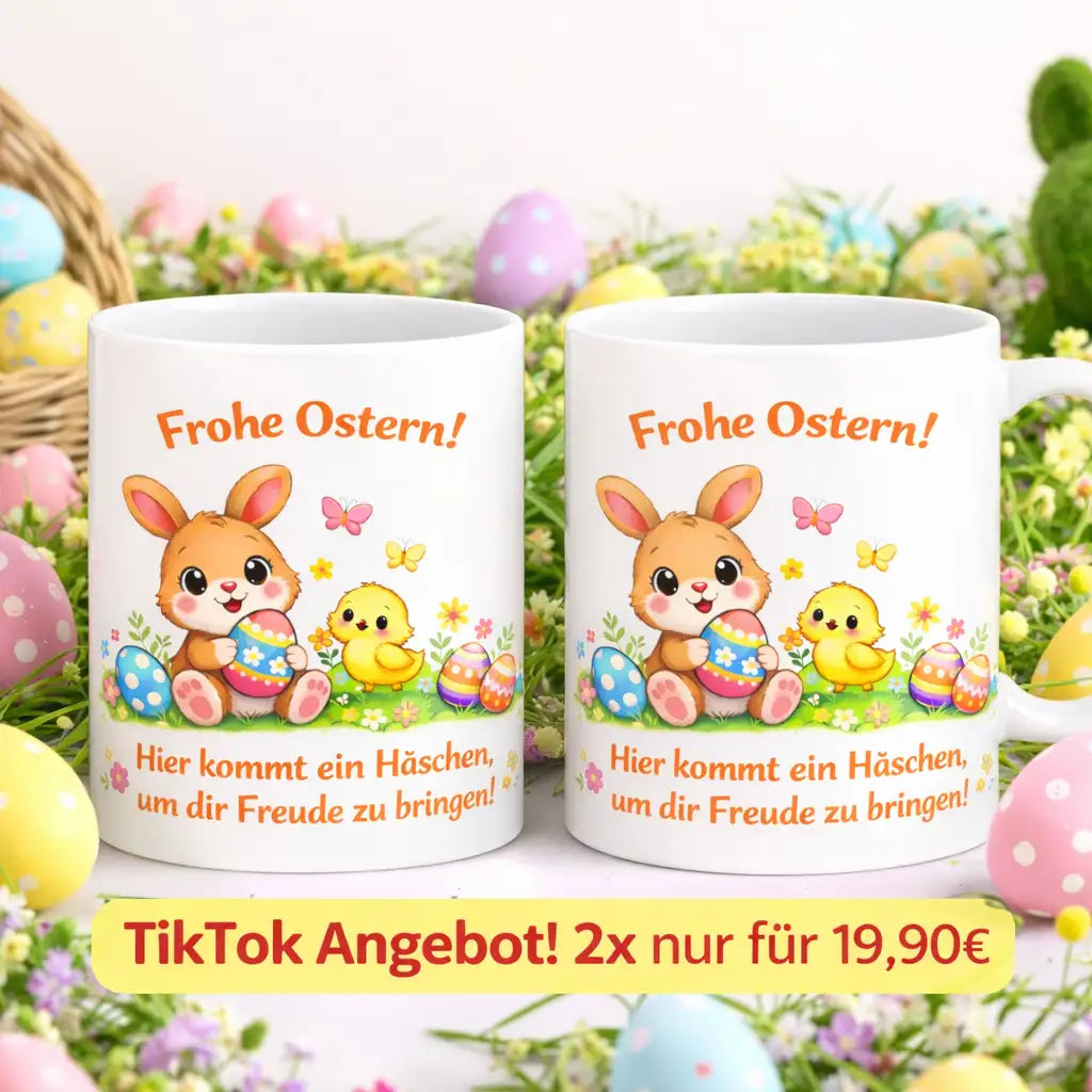 Tasse - Frohe Ostern! Hier kommt dein Häschen