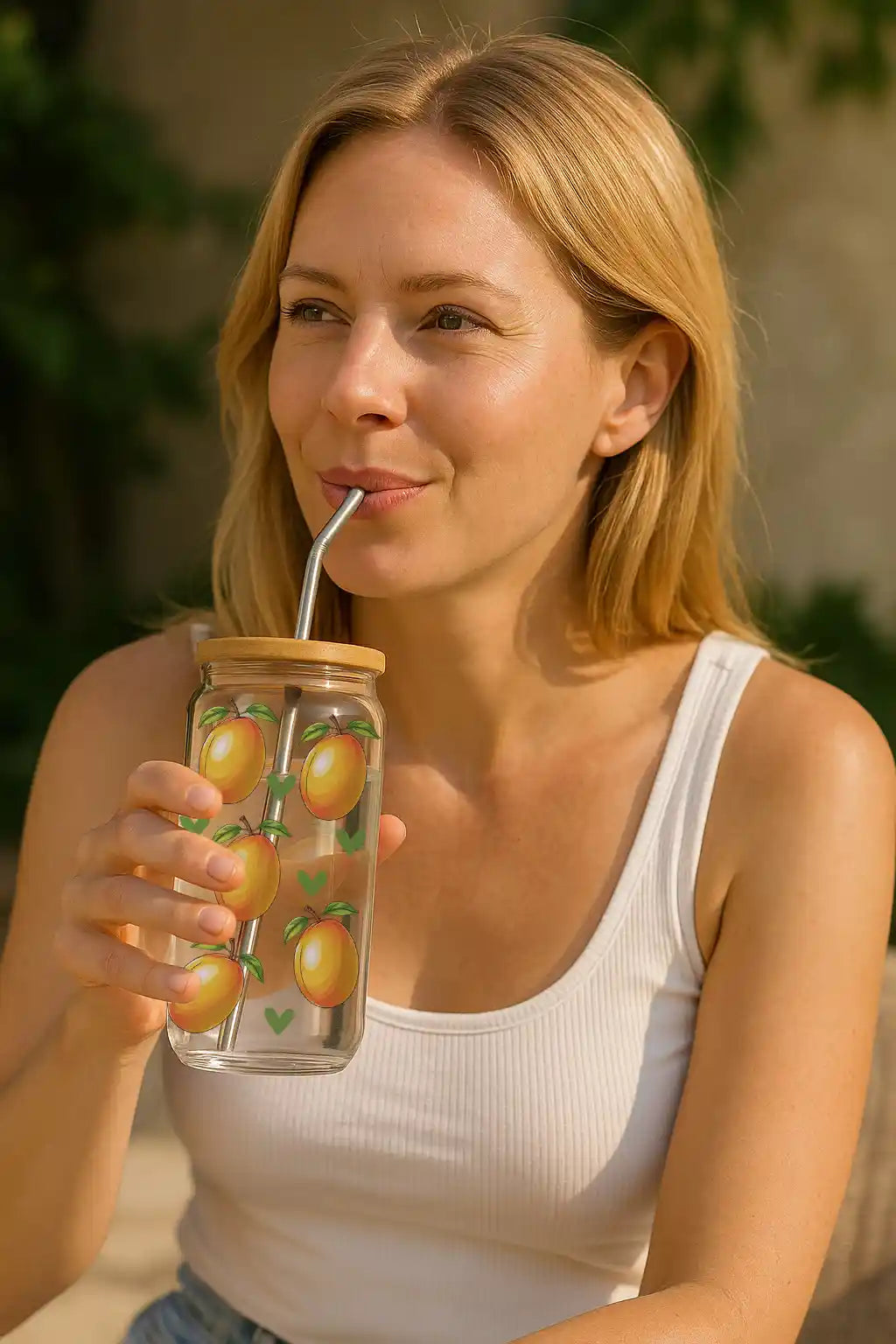 Glas mit Deckel - Mango