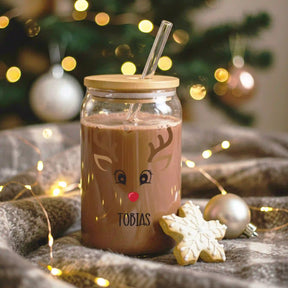 Glas mit Deckel - Rentier Minimal