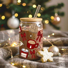 Glas mit Deckel - Christmas Red