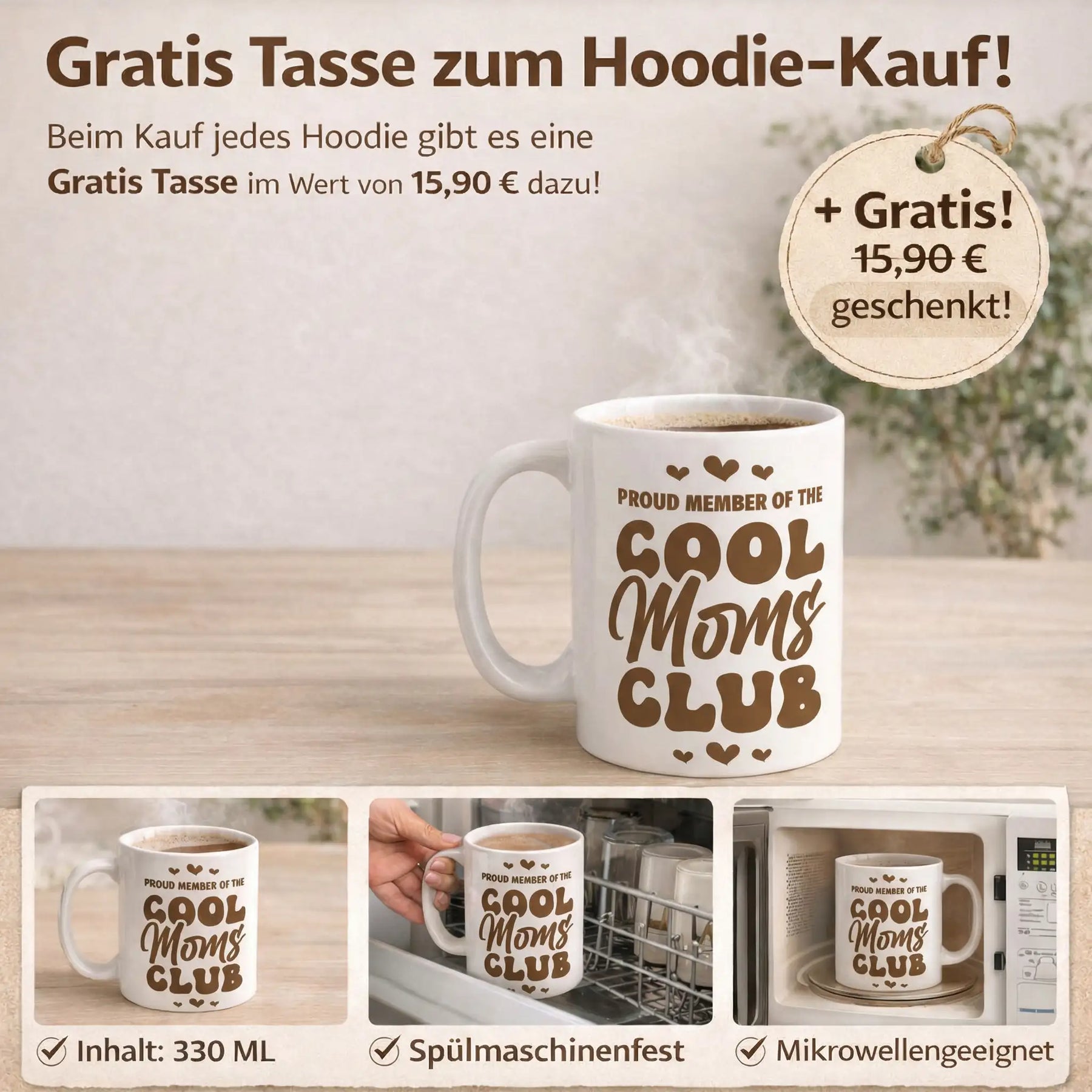 Pullover "Cool Moms Club" + Tasse Bundle