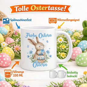 Tasse - Frohe Ostern mit Blauer Schrift