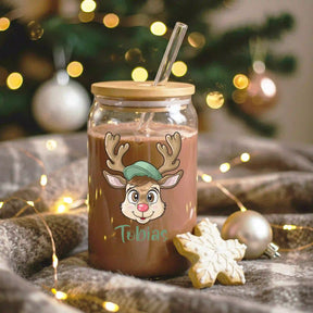 Glas mit Deckel - Rentier