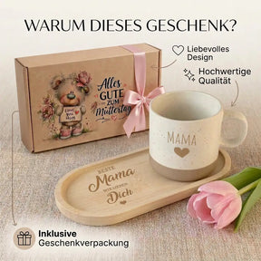 Geschenkset - Tasse + Tablett -  Beste Mama wir lieben dich