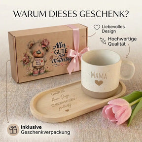Geschenkset - Tasse + Tablett - Genieße die kleinen Dinge