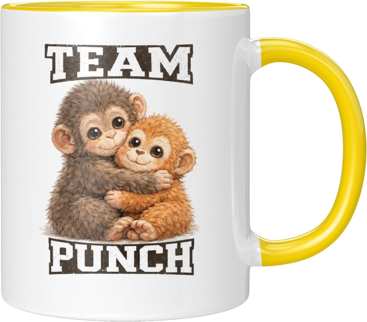 Tasse mit lustigem Affen Team Punch Motiv - Geschenkidee für Freunde und Familie - Kaffeetasse mit viralem Affen Design - Blau