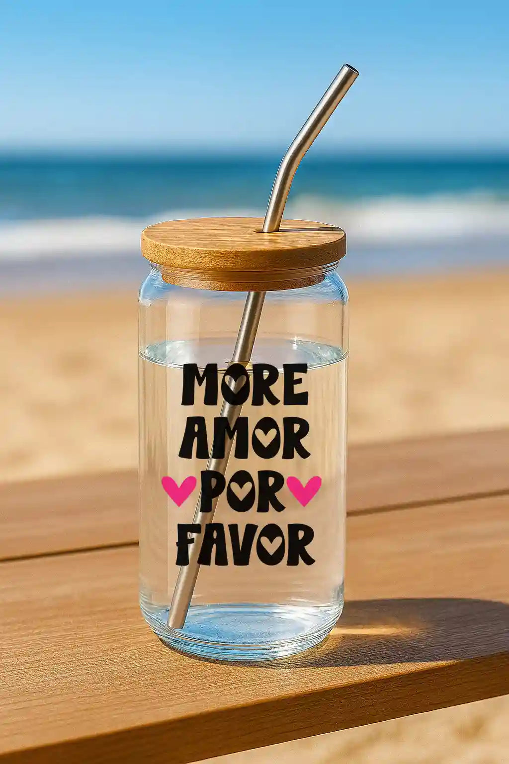 Glas mit Deckel - More Amor Por Favor