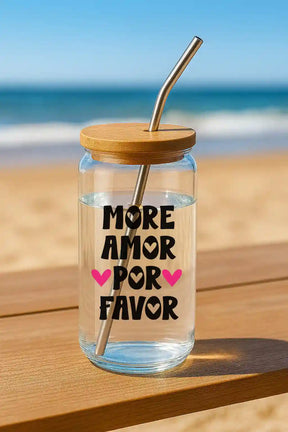 Glas mit Deckel - More Amor Por Favor