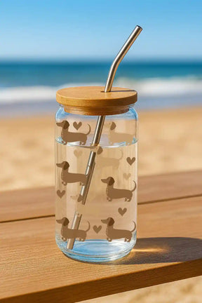 Glas mit Deckel - Dackel