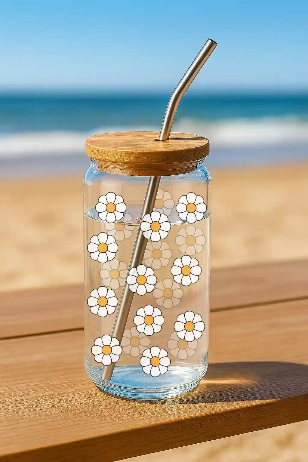 Glas mit Deckel - Sonnenblumen