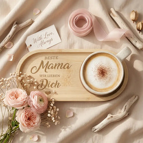 Geschenkset - Tasse + Tablett -  Beste Mama wir lieben dich
