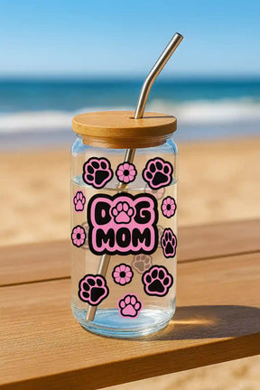 Glas mit Deckel - Dog Mom