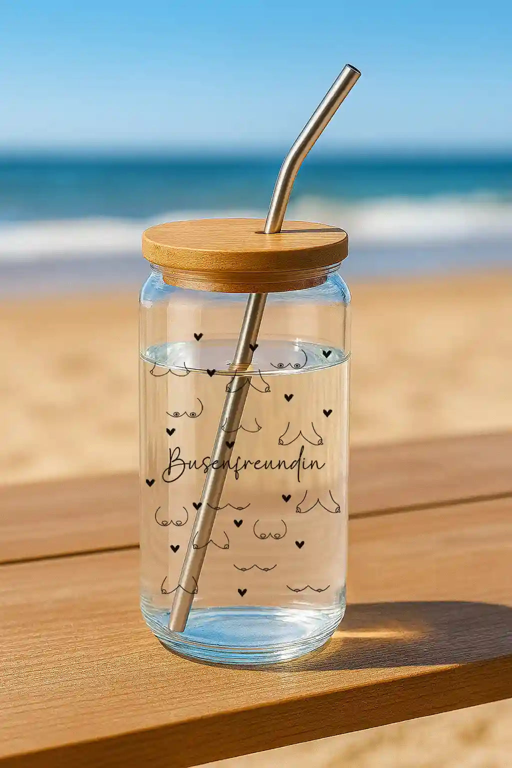 Glas mit Deckel - Busenfreundin