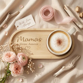 Geschenkset - Tasse + Tablett - Mamas kleine Auszeit