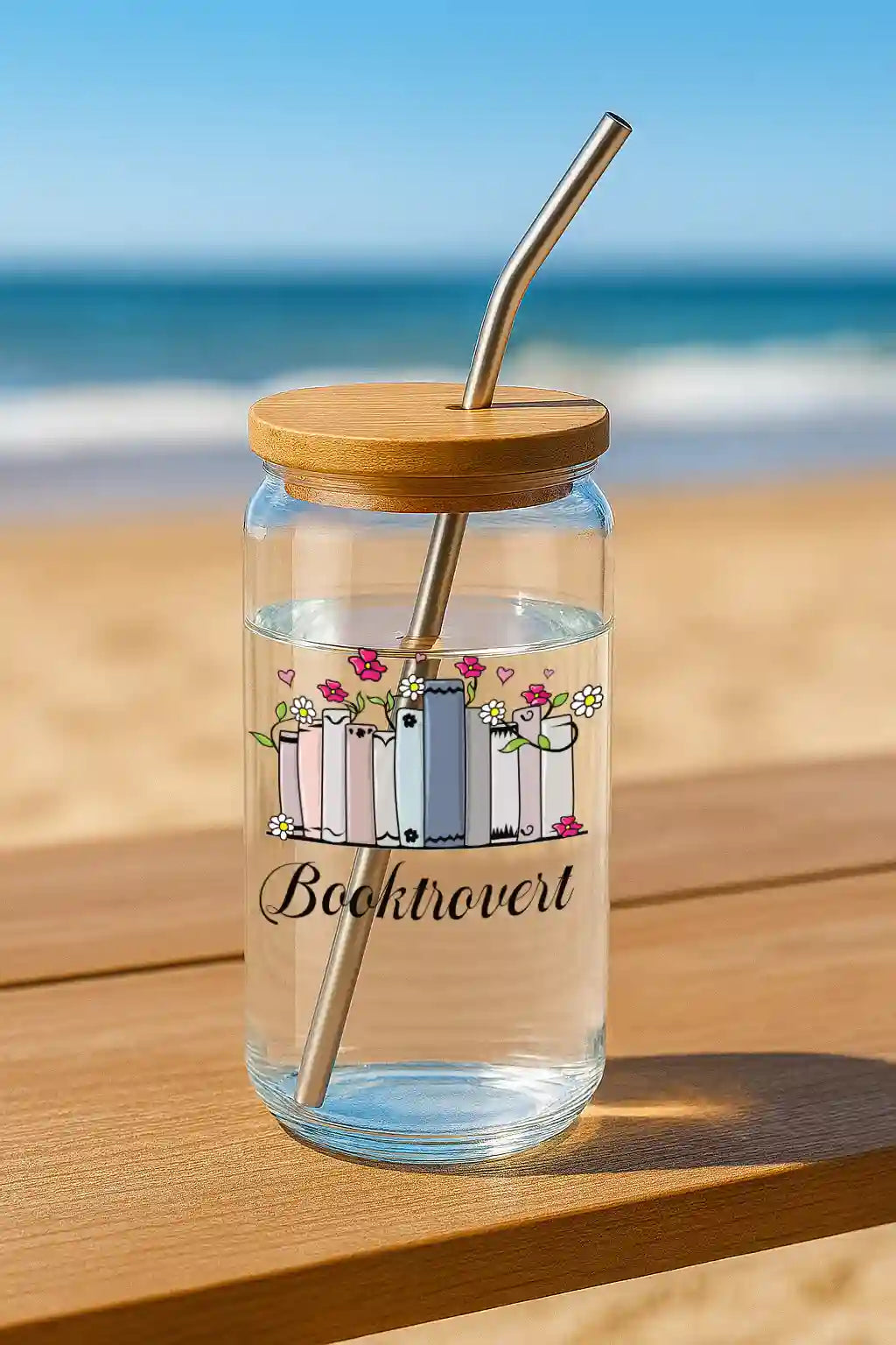Glas mit Deckel - Booktrovert