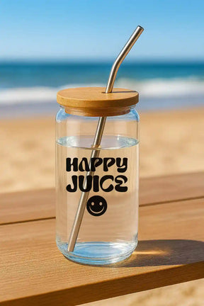Glas mit Deckel - Happy Juice