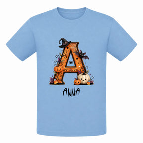Halloween T-Shirt Kinder personalisiert hellblau