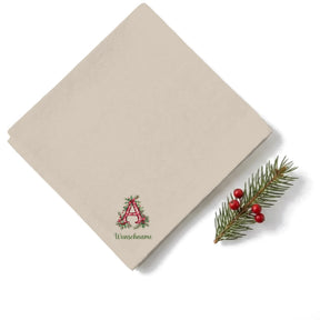 Weihnachtsservietten Alphabet 4 personalisiert beige