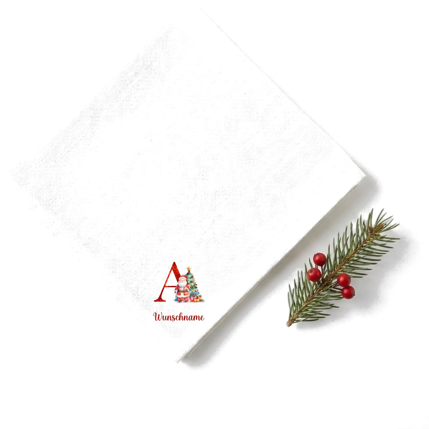 Weihnachtsservietten Alphabet 3 personalisiert weiß