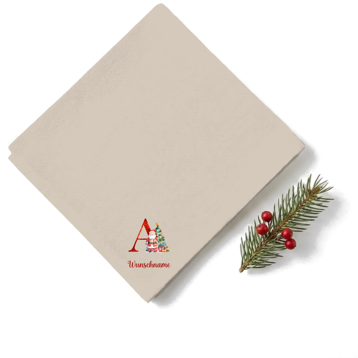 Weihnachtsservietten Alphabet 3 personalisiert beige