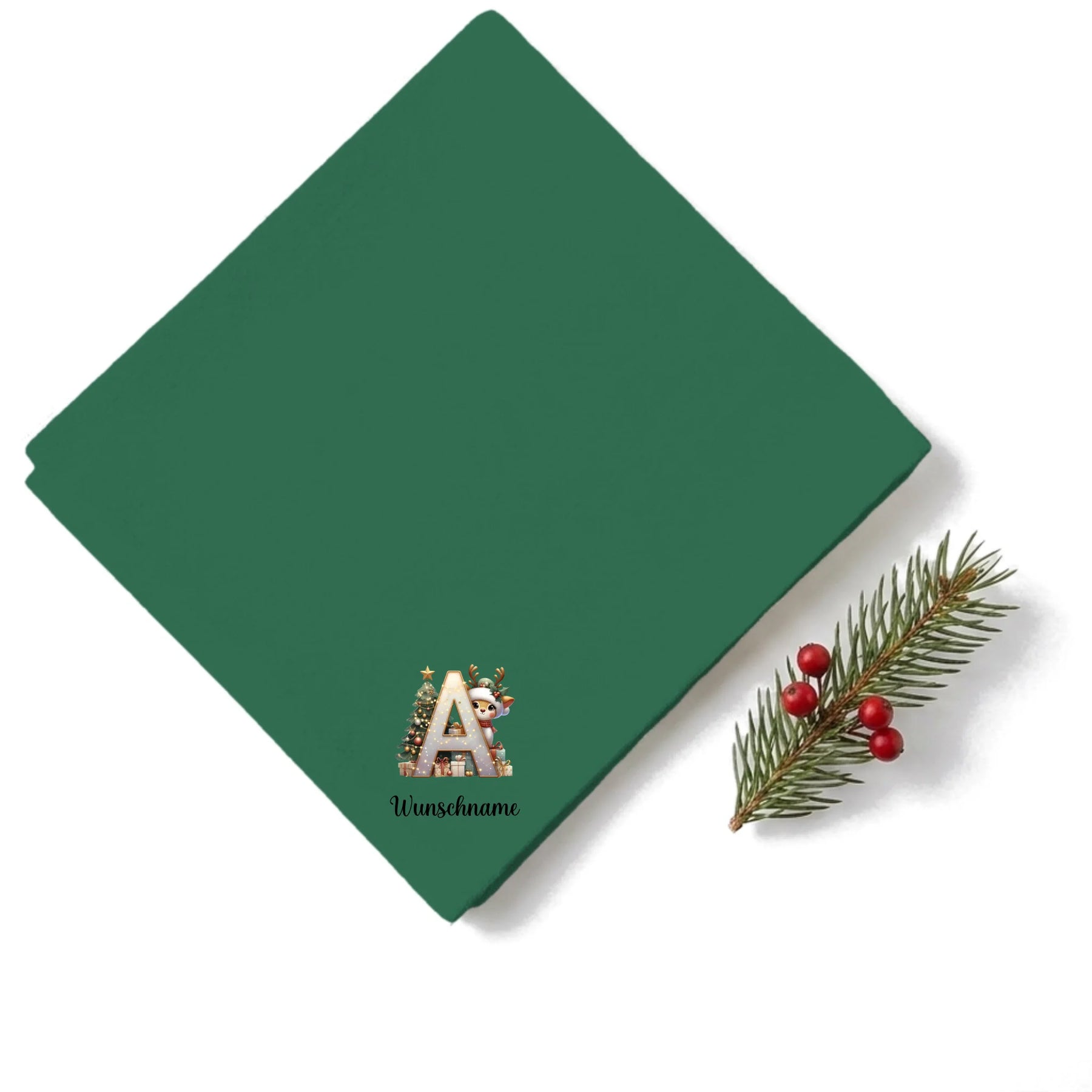 Weihnachtsservietten Alphabet 2 personalisiert grün