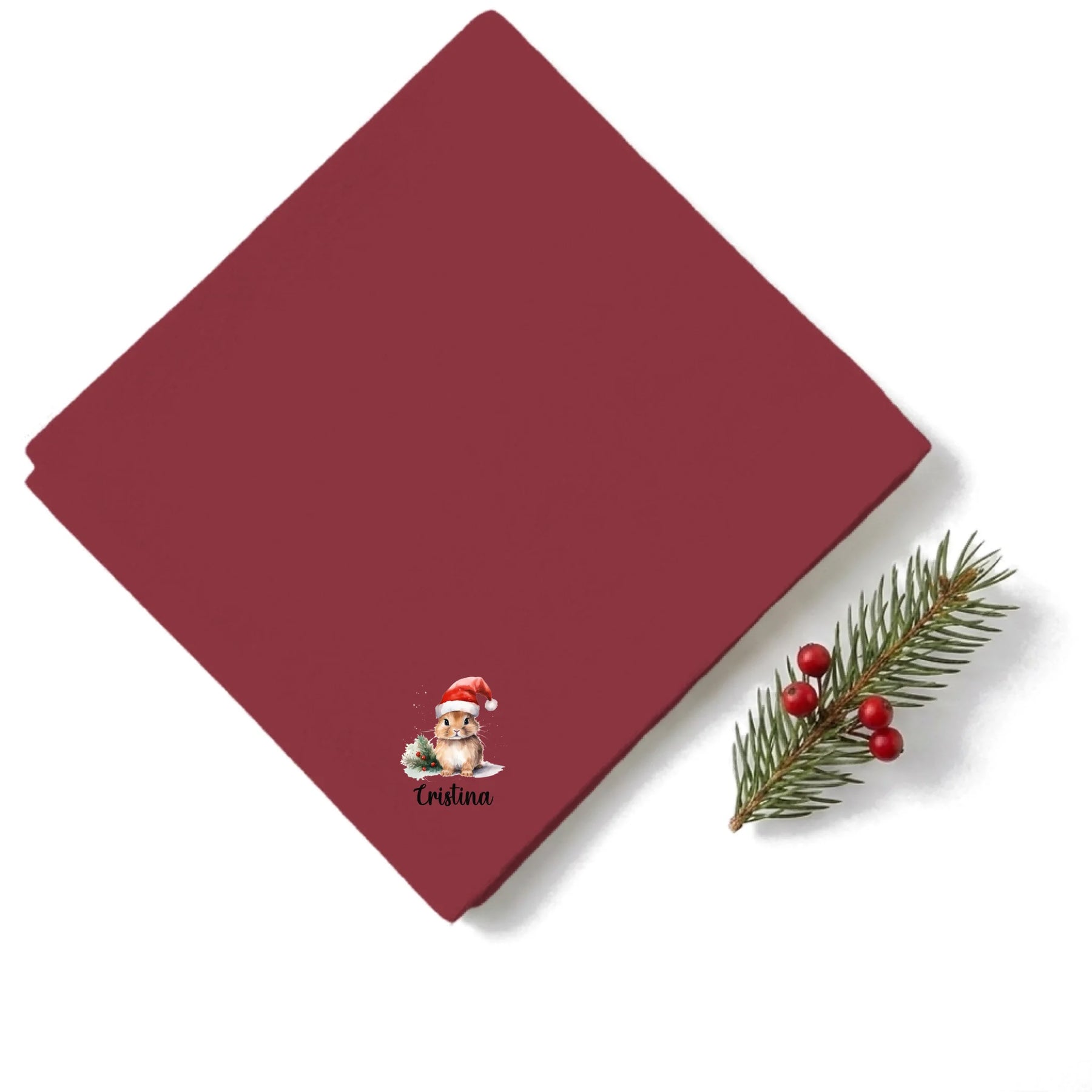 Weihnachtsservietten Weihnachtstiere personalisiert rot