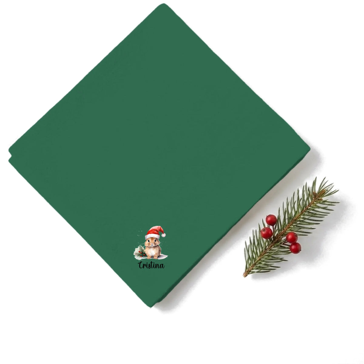 Weihnachtsservietten Weihnachtstiere personalisiert grün