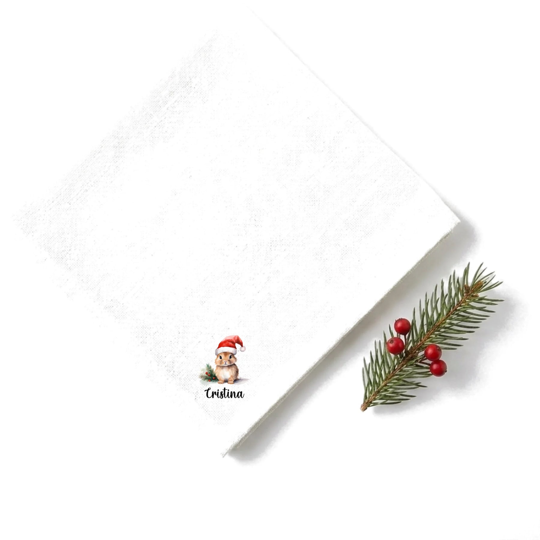 Weihnachtsservietten Weihnachtstiere personalisiert weiß