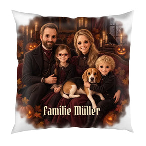 Halloween Kissen mit Familienfoto – Ansicht von vorne