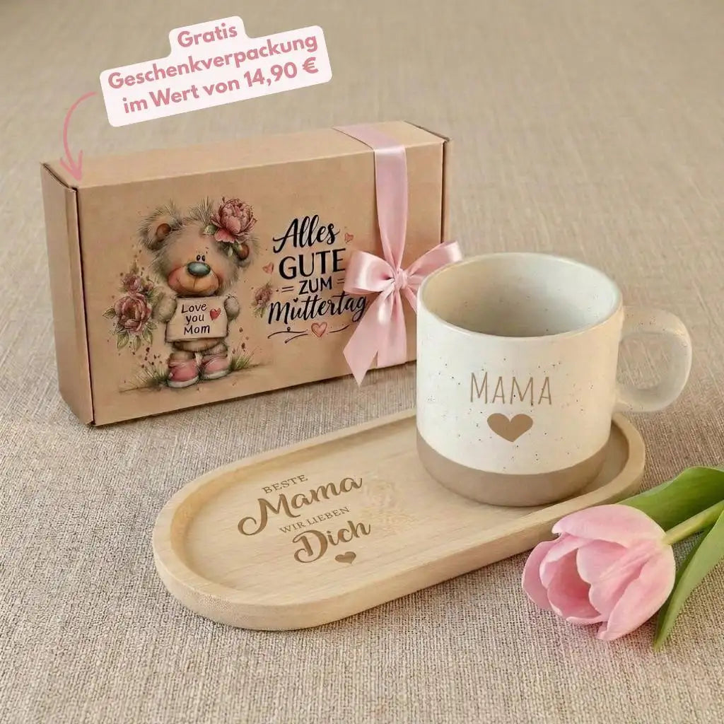Geschenkset - Tasse + Tablett - Mama