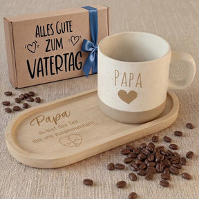 Geschenkset - Tasse + Tablett - Papa du bist das Teil, das uns zusammenhält