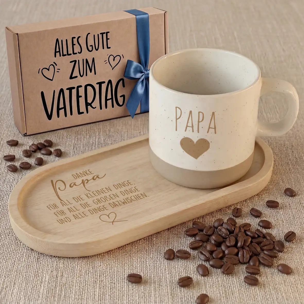 Geschenkset - Tasse + Tablett - Danke Papa für alle die kleinen Dinge