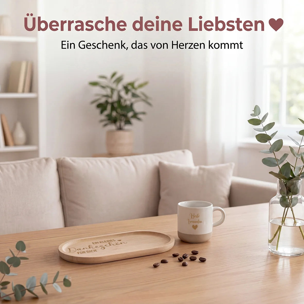 Geschenkset - Tasse + Tablett - Ein Kleines Dankeschön