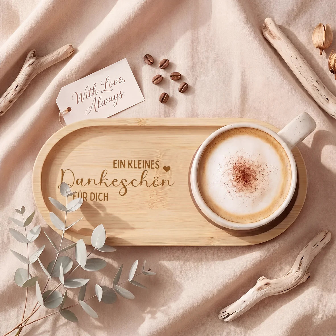 Geschenkset - Tasse + Tablett - Ein Kleines Dankeschön