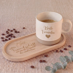 Geschenkset - Tasse + Tablett - Es Heißt Freundschaft