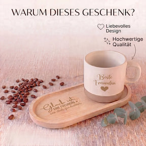Geschenkset - Tasse + Tablett - Glück Ist Eine Freundin