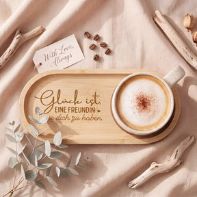 Geschenkset - Tasse + Tablett - Glück Ist Eine Freundin