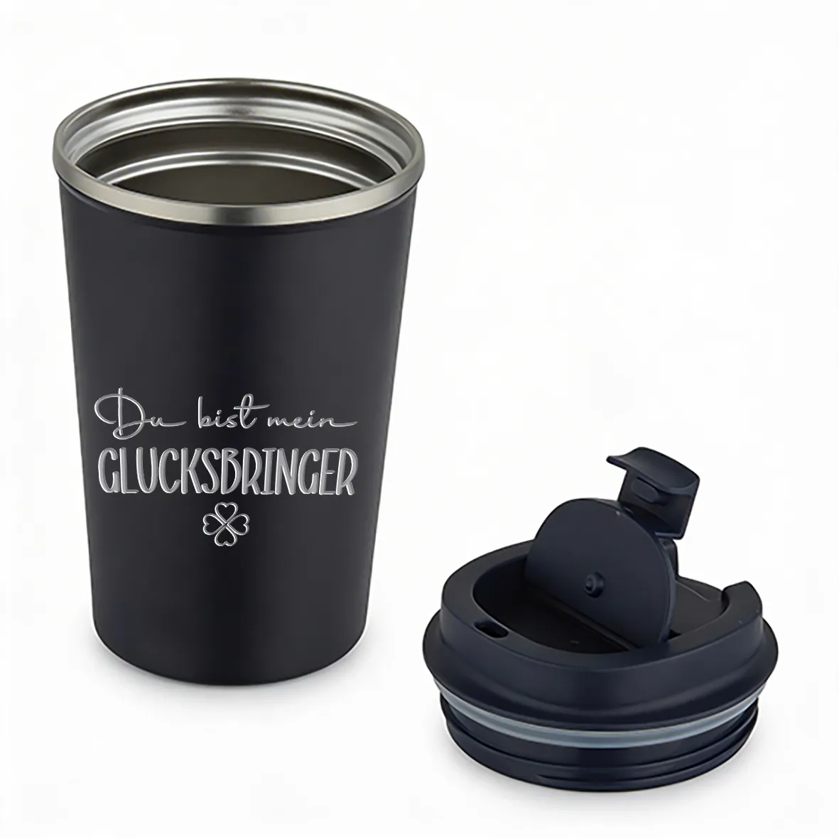 Thermobecher - Du bist mein Glücksbringer - Schwarz