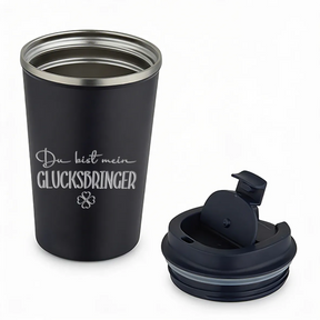 Thermobecher - Du bist mein Glücksbringer - Schwarz