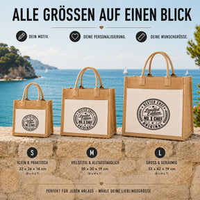LIEBTASTISCH® Jutetasche Bester Chef Limited Edition No. 1 Chef Original - Geschenk Boss Kollegin - Stofftasche Beutel Damen Frauen - Einkaufstasche bedruckt groß Weihnachten