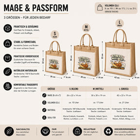 LIEBTASTISCH® Jutetasche Stress mich nicht ich bin schon im Turbo - Stofftasche Beutel bedruckt mit Spruch lustig Faultier - Geschenk für Frauen Damen Freundin Mama - Einkaufstasche Shopper groß