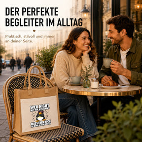 LIEBTASTISCH® Jutetasche Wer nicht mit mir auskommt muss eben noch ein wenig an sich arbeiten - Stofftasche mit Spruch lustig für Frauen - Geschenke Geschenkideen Freundin - Einkaufstasche Beutel