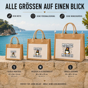 LIEBTASTISCH® Jutetasche Wer nicht mit mir auskommt muss eben noch ein wenig an sich arbeiten - Stofftasche mit Spruch lustig für Frauen - Geschenke Geschenkideen Freundin - Einkaufstasche Beutel