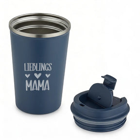 Thermobecher - Lieblings Mama - Haleblau