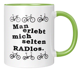 Tasse - Man erlebt mich selten Radlos