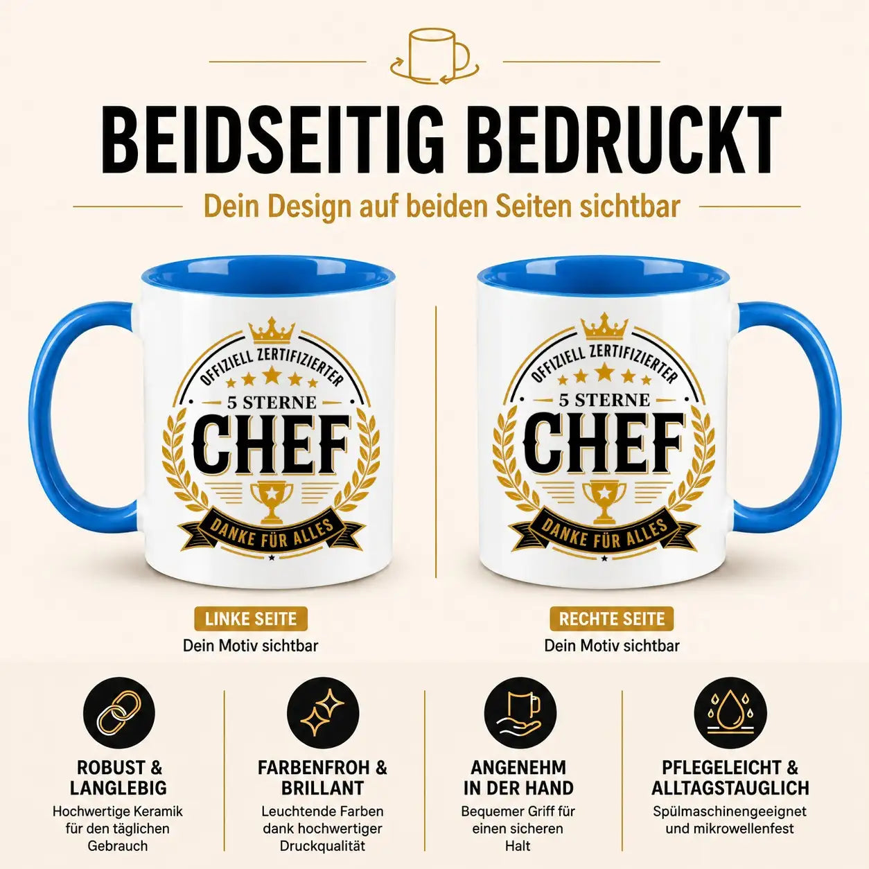 Tasse - Offiziell zertifizierter 5 Sterne Chef Danke für alles