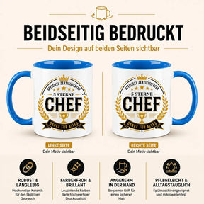 Tasse - Offiziell zertifizierter 5 Sterne Chef Danke für alles